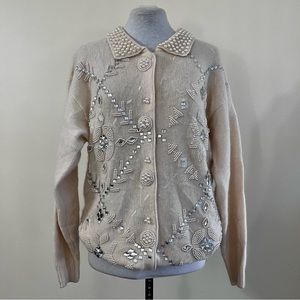 vintage beaded angora wool cardigan